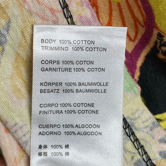 Free People‎ Womens Yellow Bali Moroccan Flowers Lace Front Bow Tie Tunic Top S - Picture 7 of 8